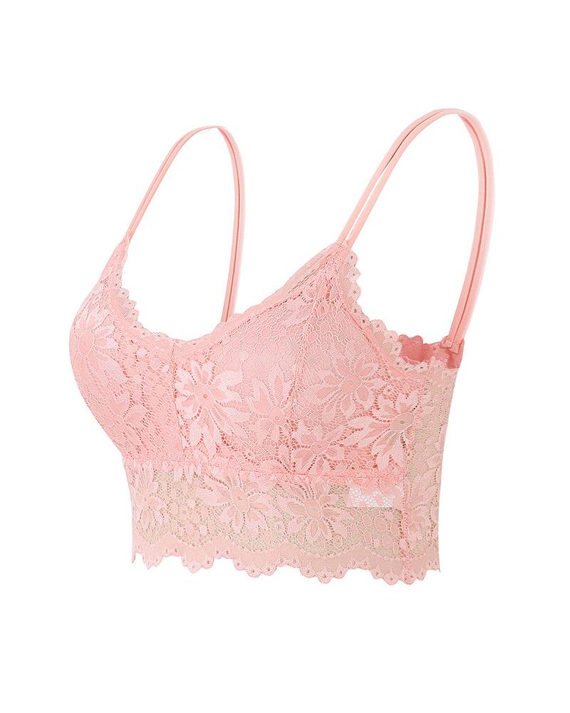 

Spaghetti Strap Lace Bralette, Pink