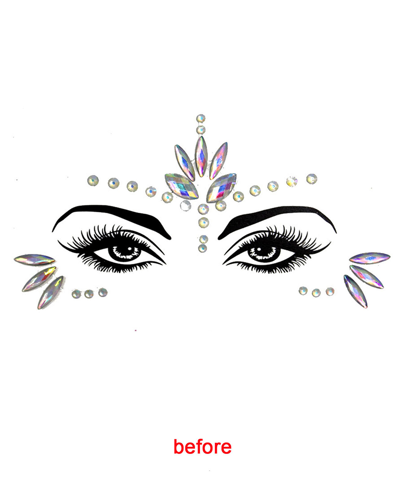 

1sheet Halloween Waterproof Rhinestone Face Gems Luminous Temporary Tattoo Stickers, Style2