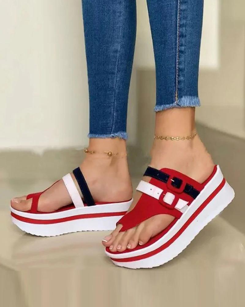 

Bandage Upper Fliip-flop Cut-out Sandals, Red
