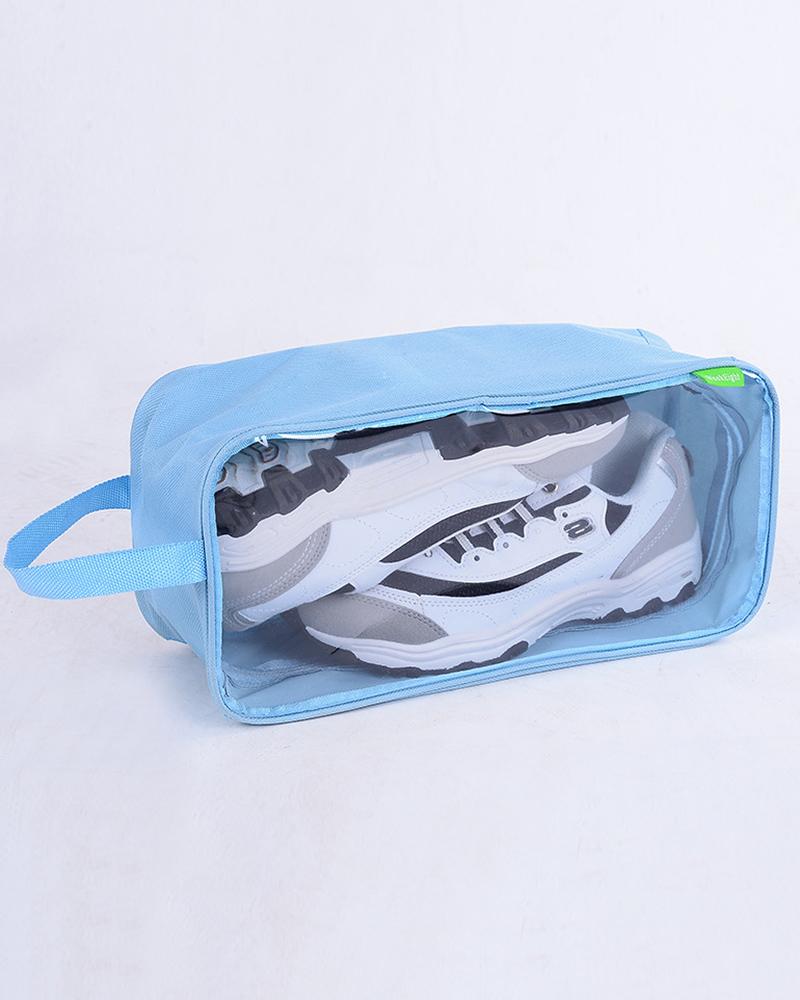 

Zipper Decor Transparent Waterproof Shoes Organizer, Blue