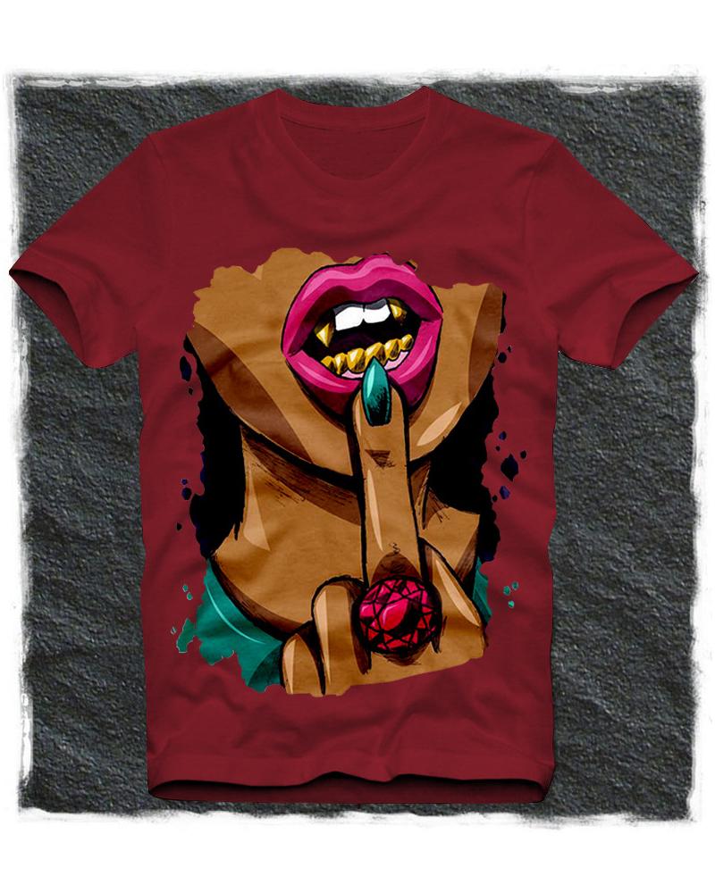 

Girl Print Short Sleeve Short Sleeve Loose T-shirts, Red