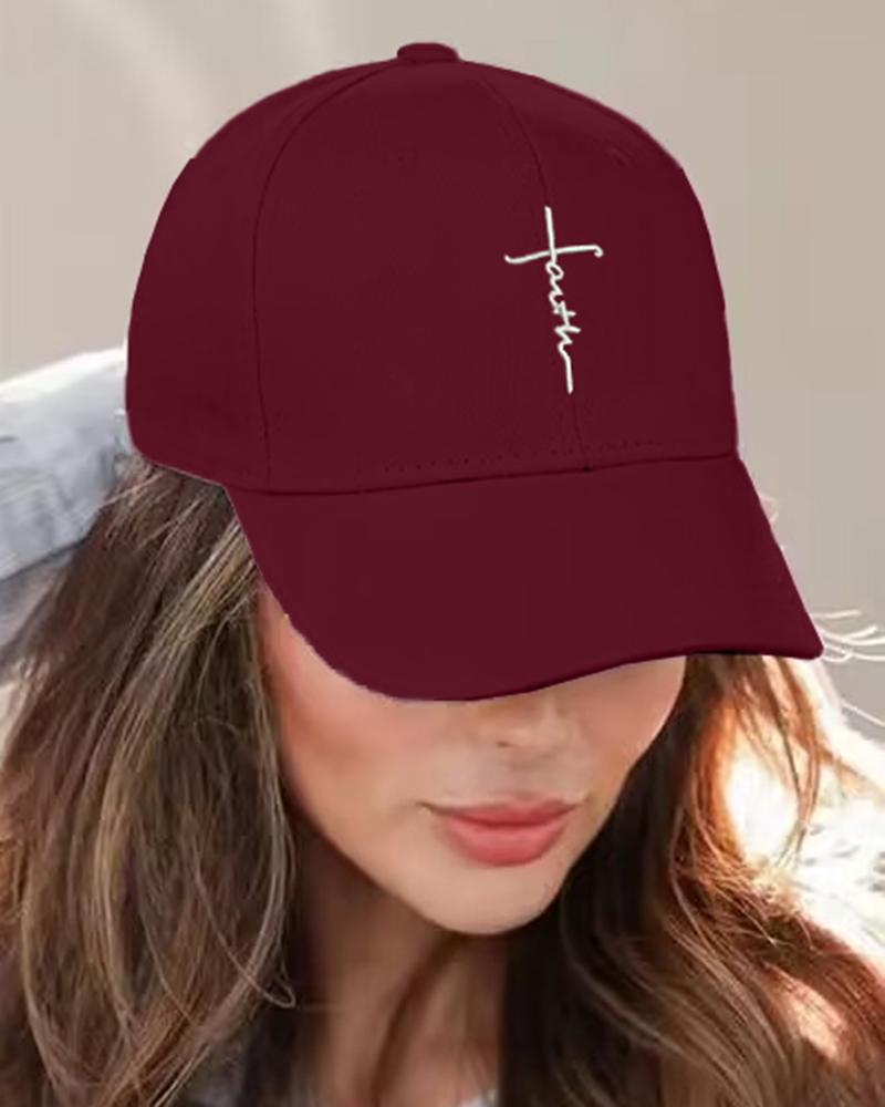 

Faith Embroidery Baseball Cap, Wine red