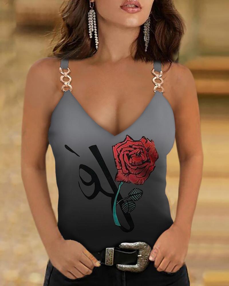 

Strap Patchwork V-neck Gradient Vest, Gray