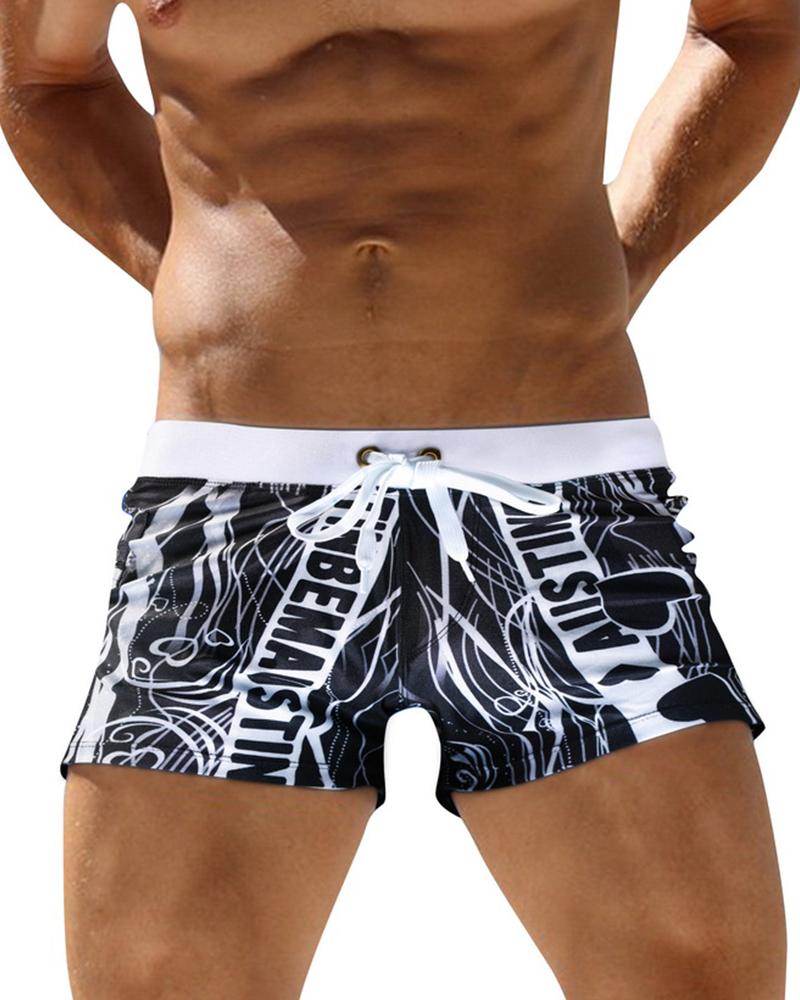 

All Over Print Drawstring Swim Short Pants, Style3