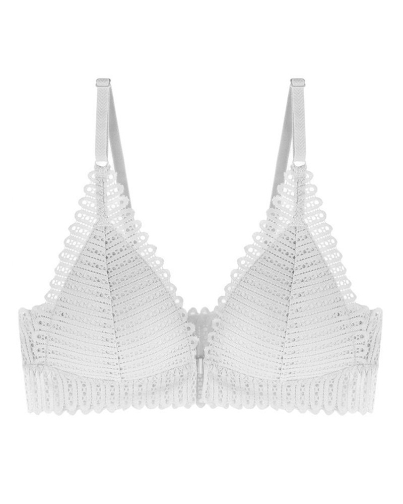 

Push Up Front Deduction Breathable Lace Bralette, White