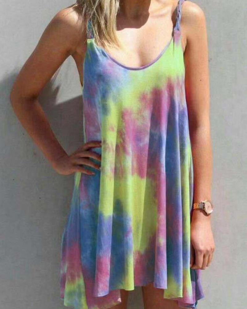 

Gradient Print Cami Pleated Dress, Style2