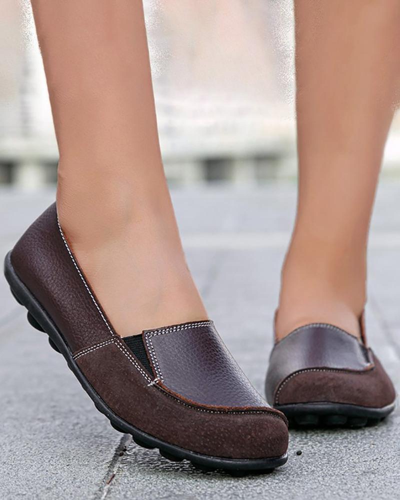 

Colorblock Slip On Loafers, Coffee