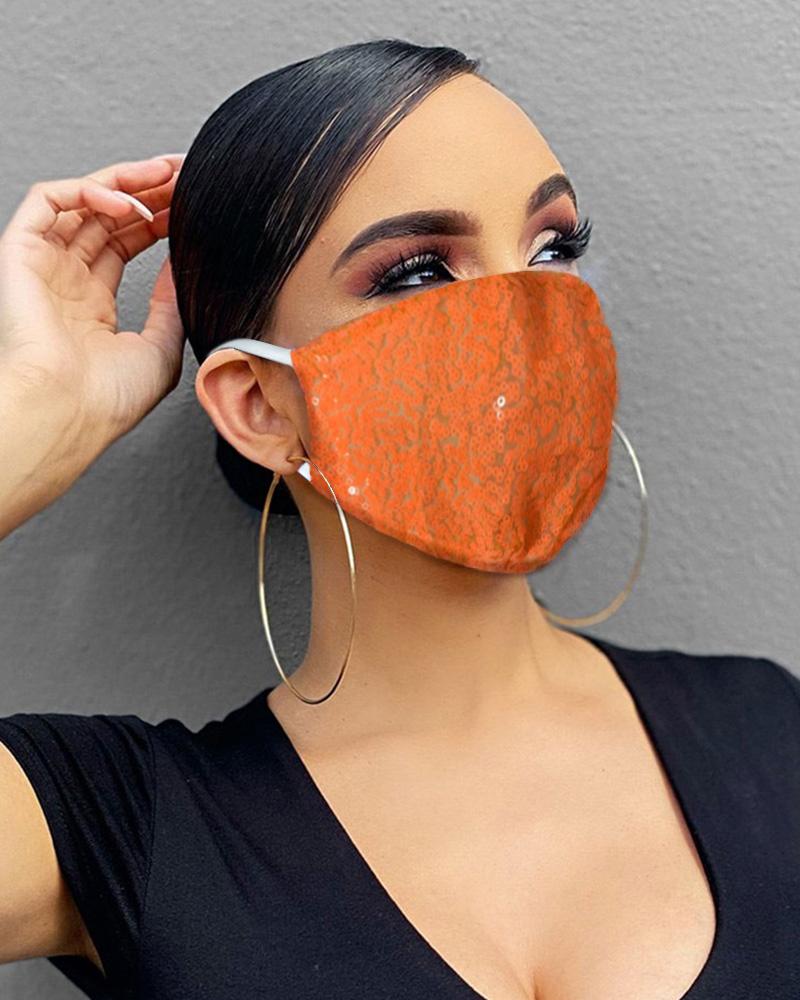 

Sequins Colorblock Breathable Mouth Mask, Orange