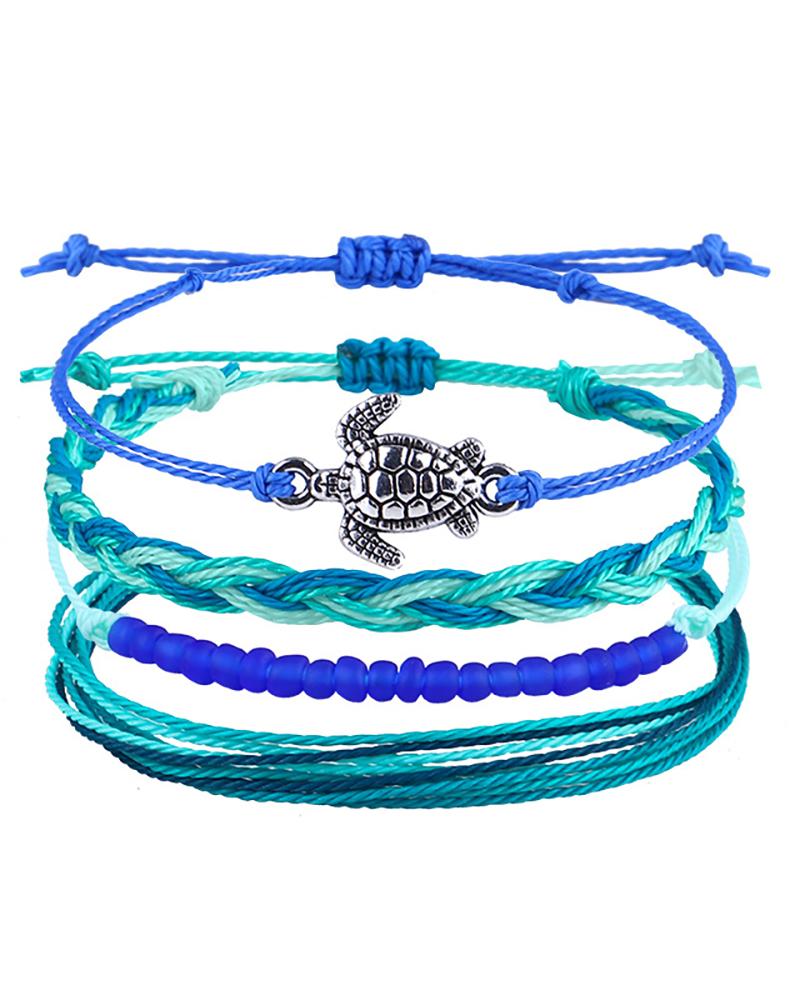 

4pcs Bohemian Star Shell Fruit Daisy Pattern Beaded Clan Bracelets, Style4