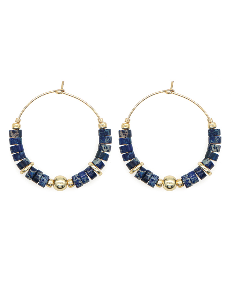 

1Pair Bohemian Beaded Hoop Earrings, Blue