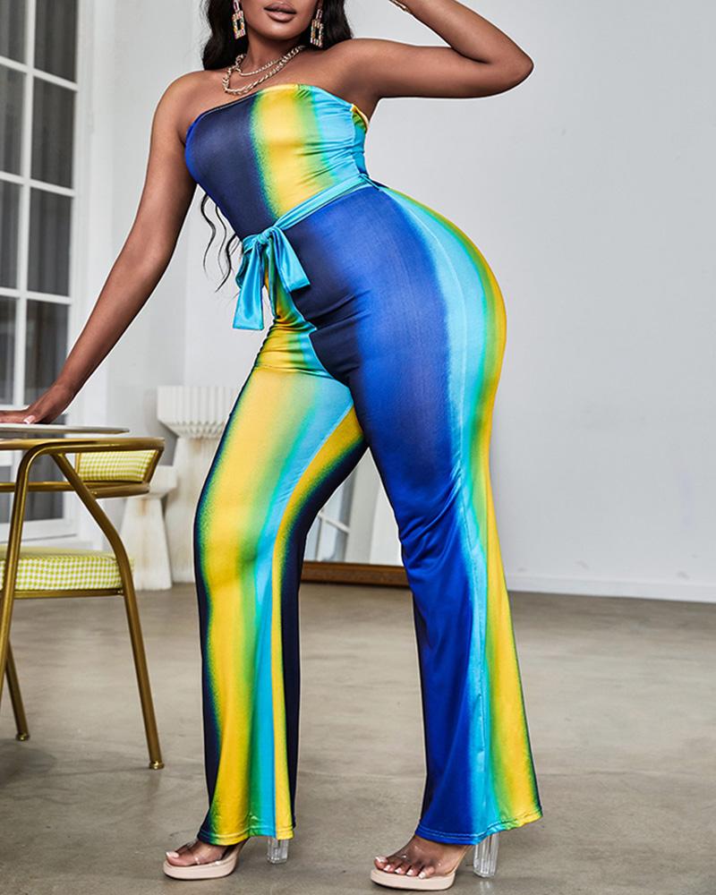 

Ombre Belted Sleeveless Bandeau Jumpsuit, Multicolor