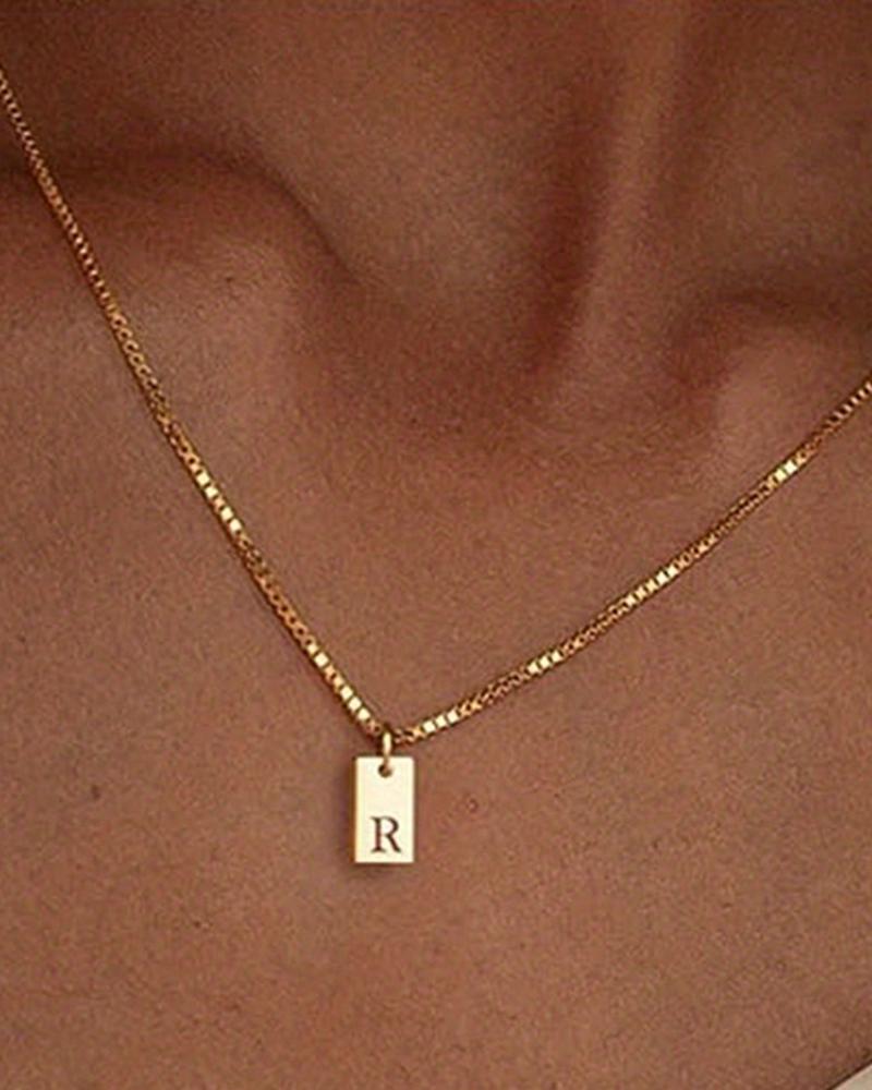 

1pc Alphabet Letter Engraved Pendent Necklace, Style18