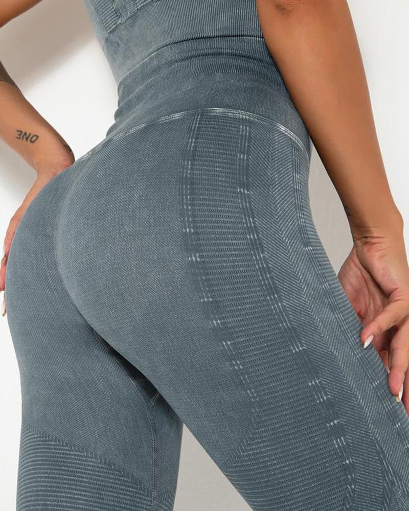 

High Waist Butt Lifting Yoga Pants, Purplish blue