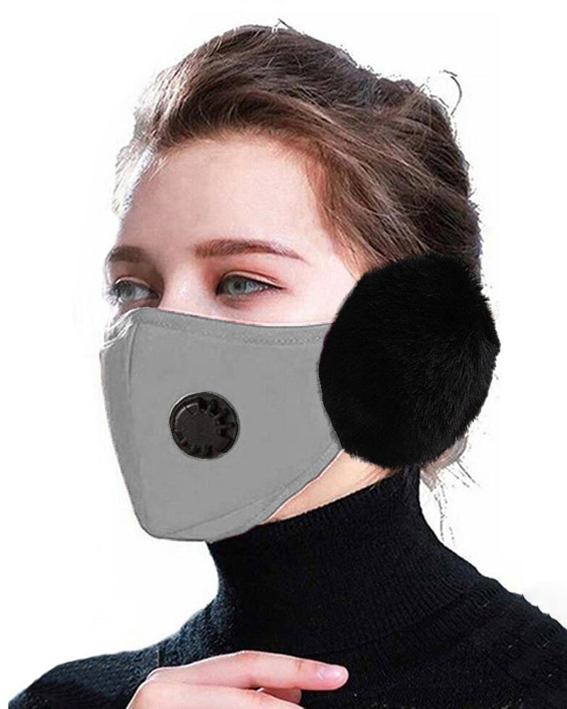 

PM2.5 Valve Face Mask With Earflap, Gray