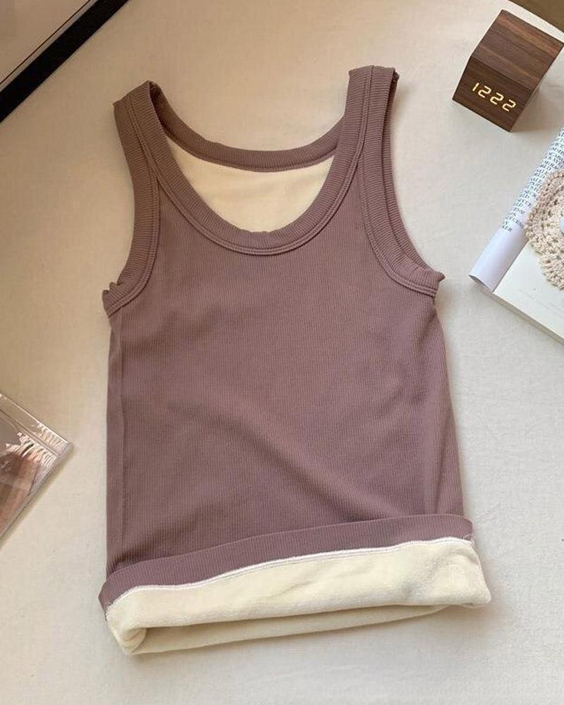 

Warm Fleece Lined Tank Top, Pink
