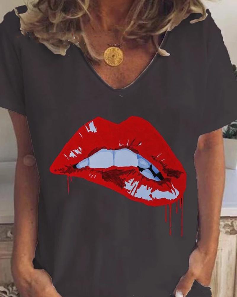 

Lip Print T-Shirt, Black