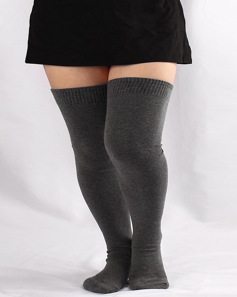 

1Pair Plus Size Striped Thigh-High Socks, Style6