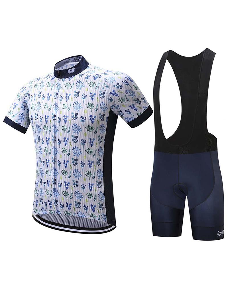

Patterns Print Short Sleeve T-shirts With Sleeveless Skinny Rompers Suit Sets, Blue