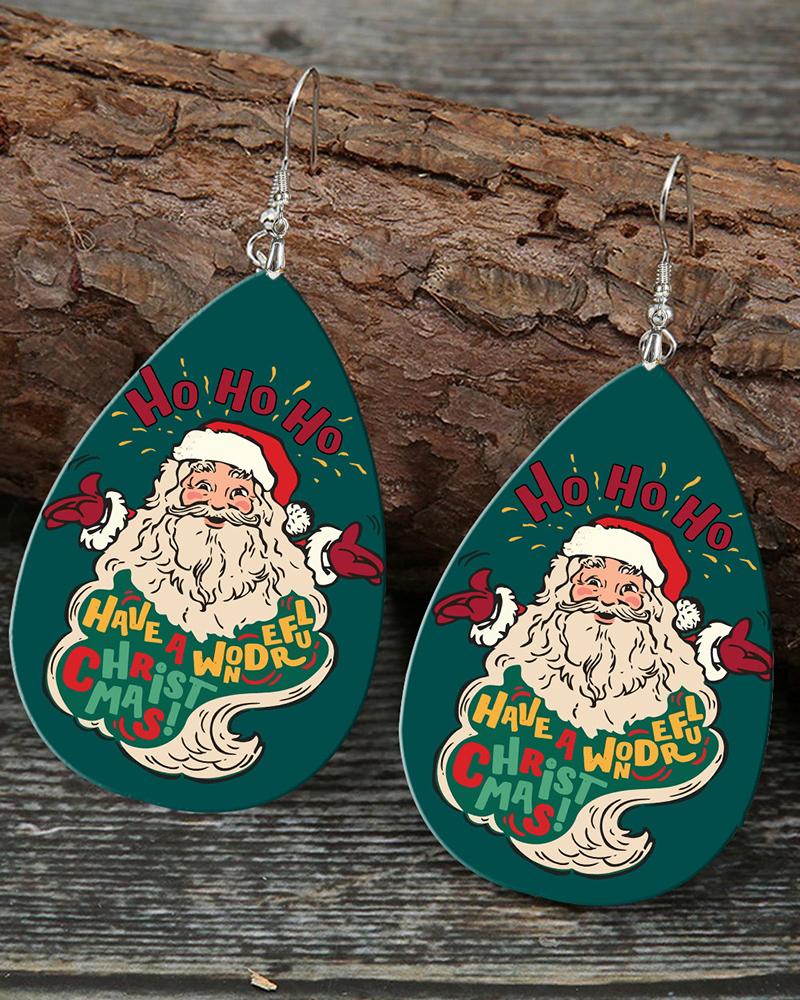 

1Pair Christmas Santa Claus Waterdrop Hook Earrings, Green