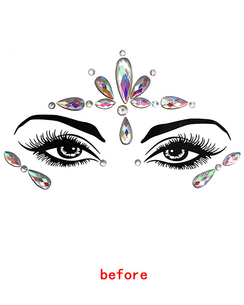 

1sheet Halloween Waterproof Rhinestone Face Gems Luminous Temporary Tattoo Stickers, Style4