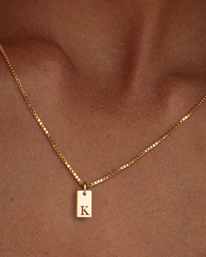 

1pc Alphabet Letter Engraved Pendent Necklace, Style11