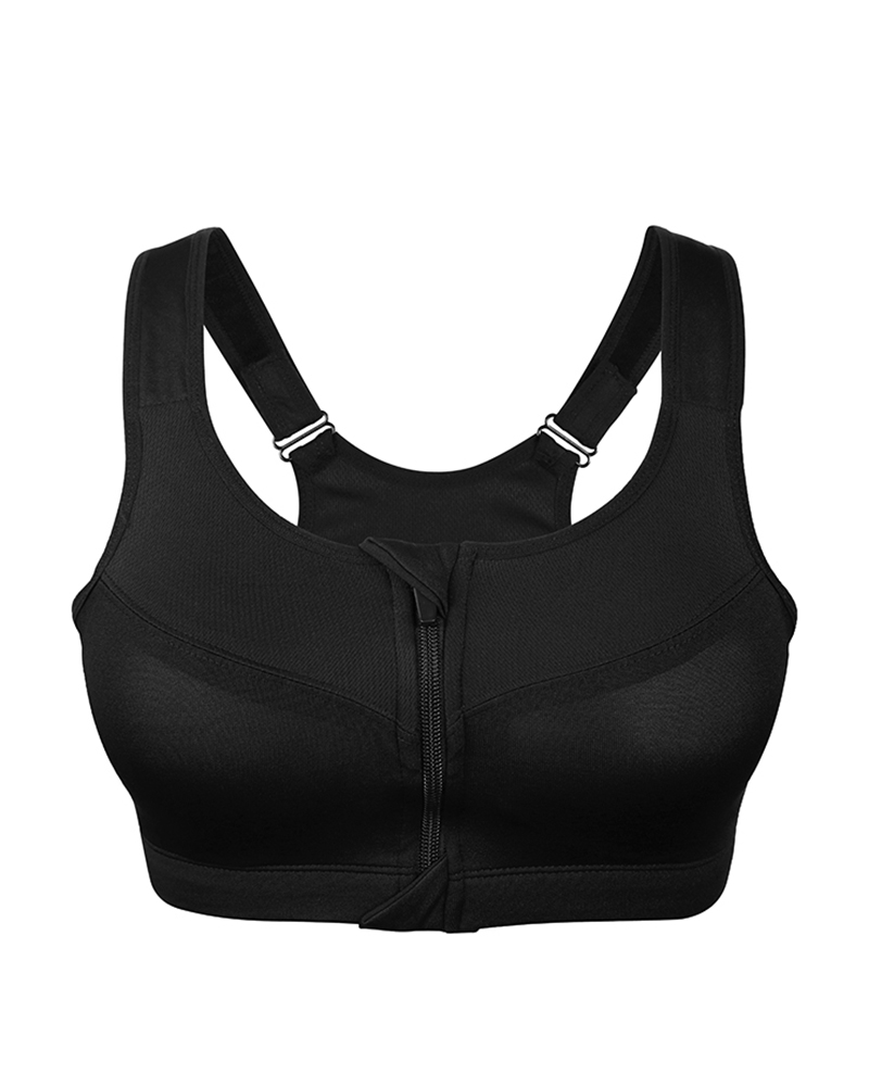 

Zipper Sports Bra Yoga Fitness Shockproof Seamless Vest, Black