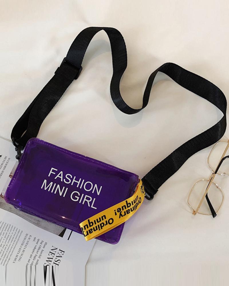 

Pastel Color Zip Detail Crossbody Bag, Purple