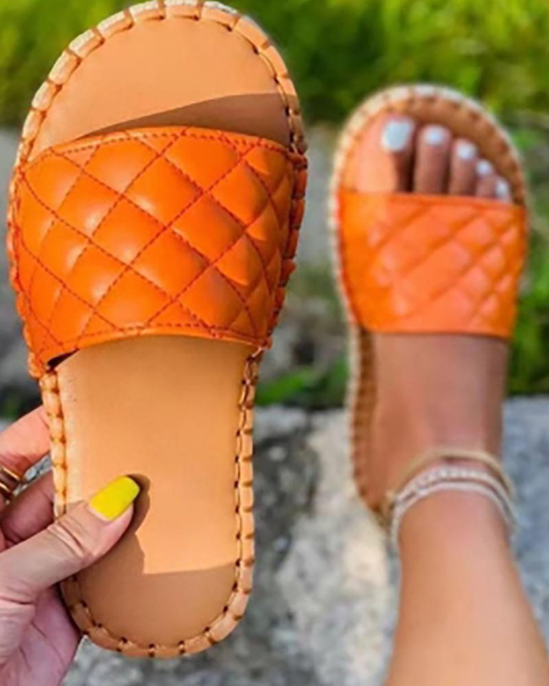 

Quilted Open Toe Espadrille Slippers, Orange