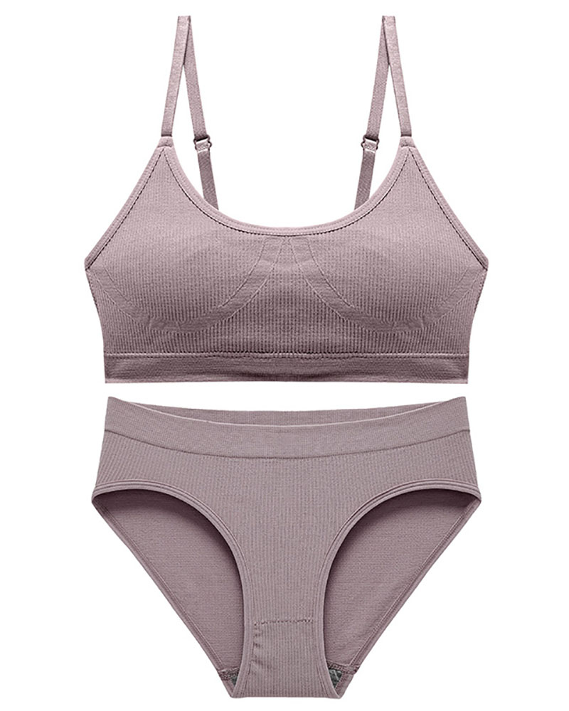 

Seamless Sleeveless U Neck Bra Set, Purple