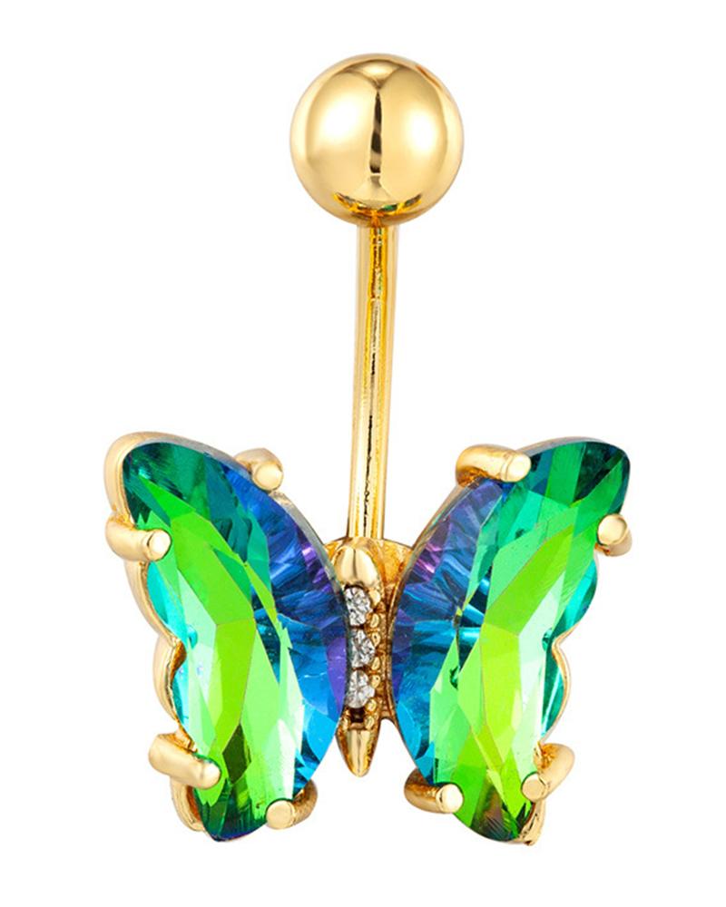 

1pc Crystal Stone Butterfly Shaped Belly Ring, Style4
