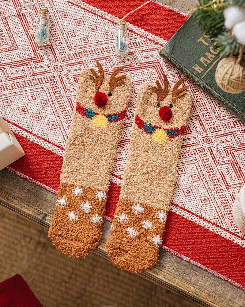 

1Pair Christmas Gift Fuzzy Socks With Clear Box, Style2