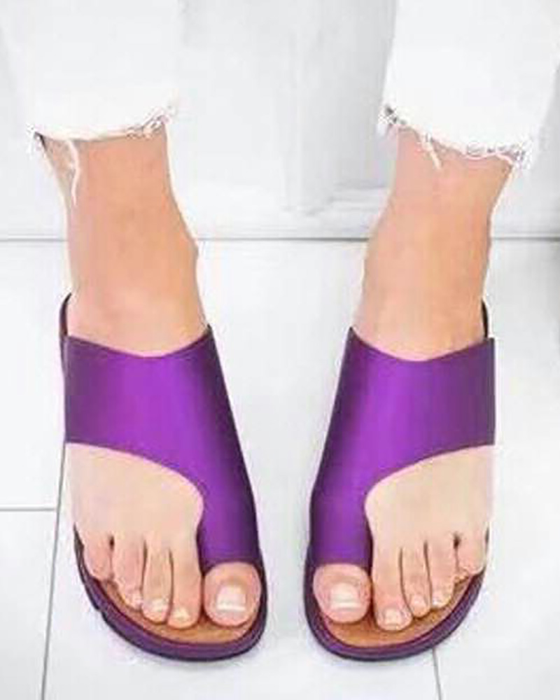 

Toe Post Contrast Paneled Slippers, Purple