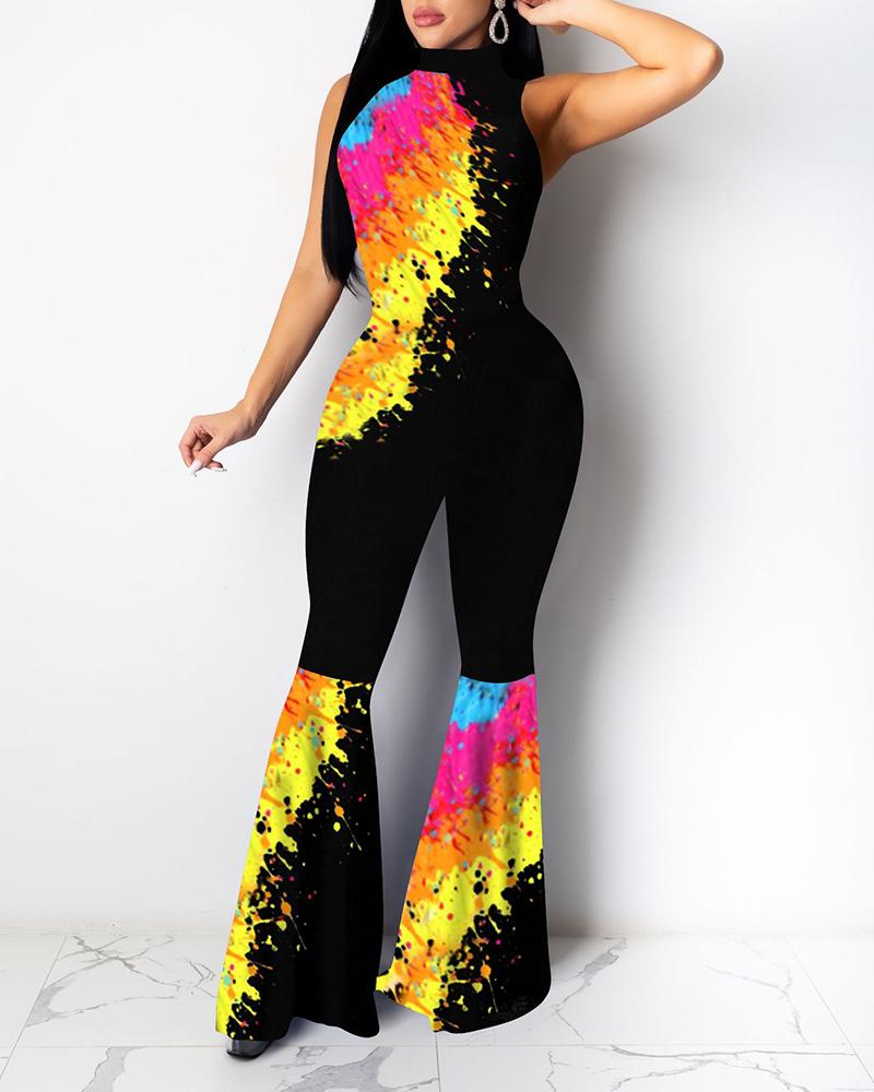 

Colorblock Sleeveless Bootcut Jumpsuit, Yellow