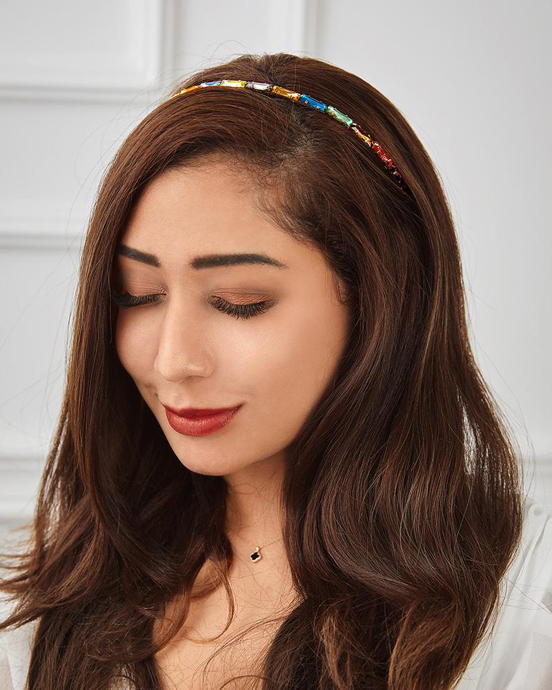 

Colorful Rhinestone Thin Headbands Skinny Hair Hoops, Style1