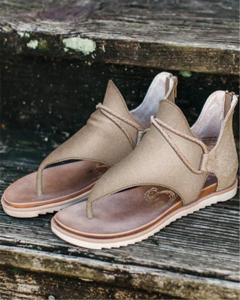 

Cut Out Flat Sandals, Dark khaki