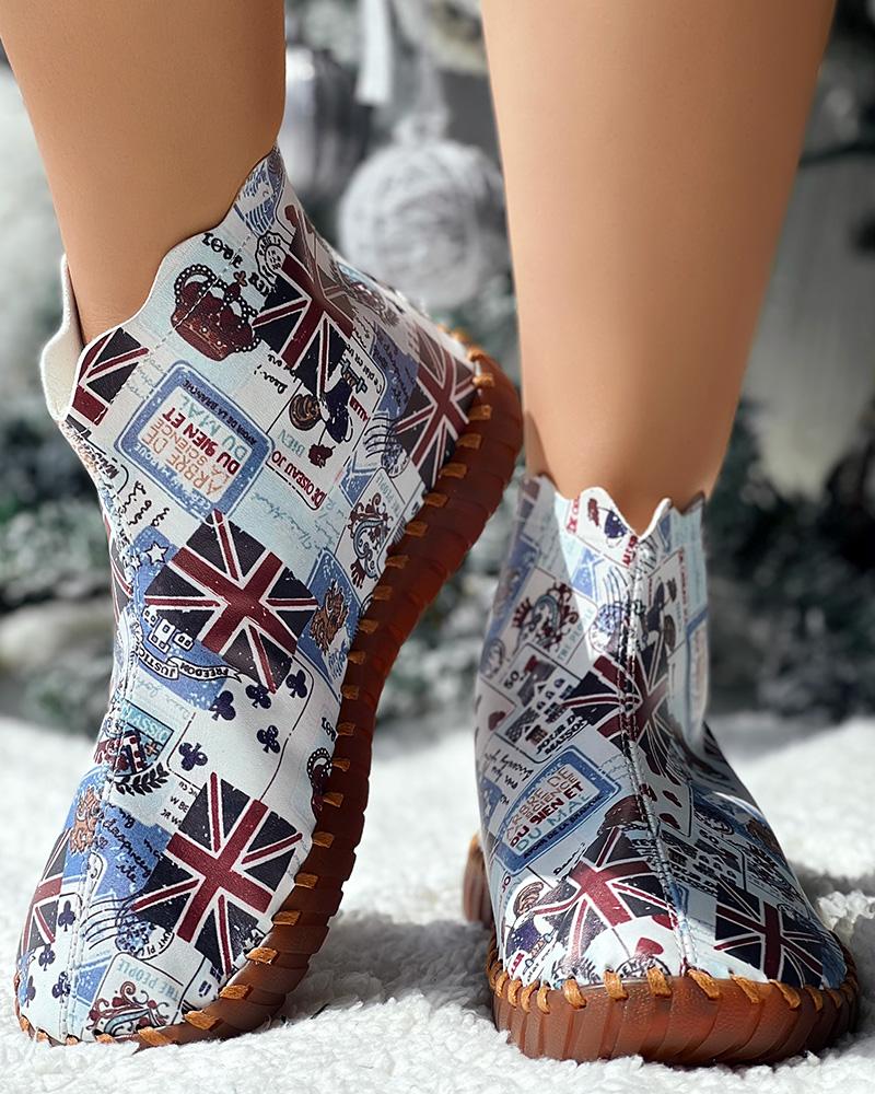 Independence Day American Flag Graphic Print Ankle Boots