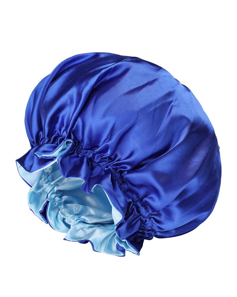 

Ruffle Trim Satin Hair Bonnet, Blue