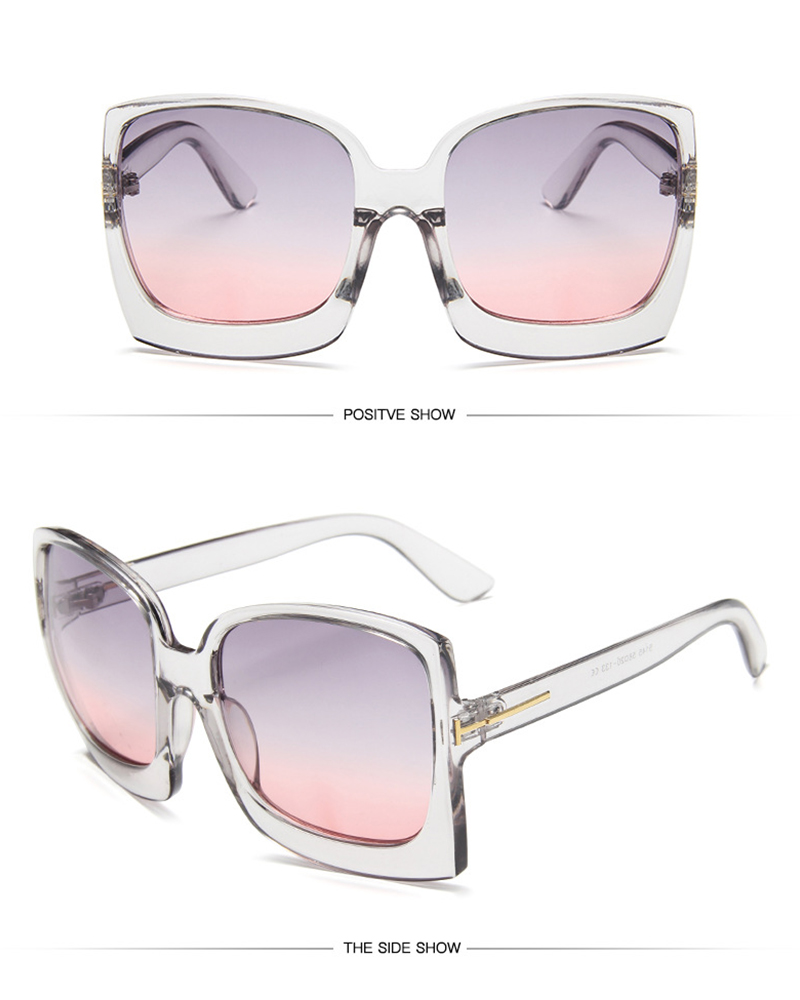 

1Pair Oversized Ombre Lens Frame Sunglasses, White