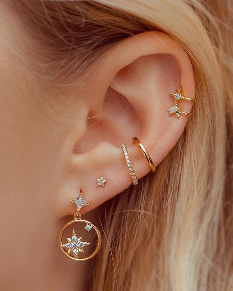 

1pcs Star Floral Shaped Ear Cuffs Earrings Set, Style1