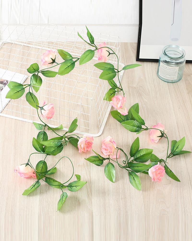 

Fake Rose Vine Flowers Plants Artificial Flower Hanging Rose Ivy Home Hotel Office Wedding Party Garden Craft Art Decor, Light pink