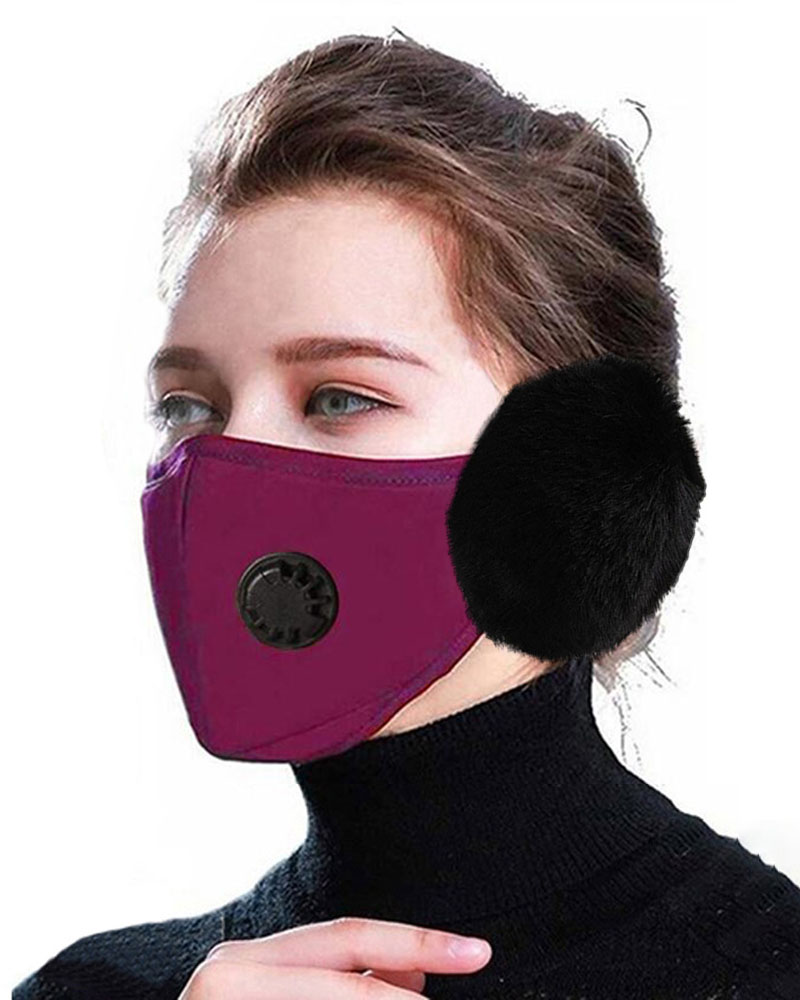 

PM2.5 Valve Face Mask With Earflap, Wine red