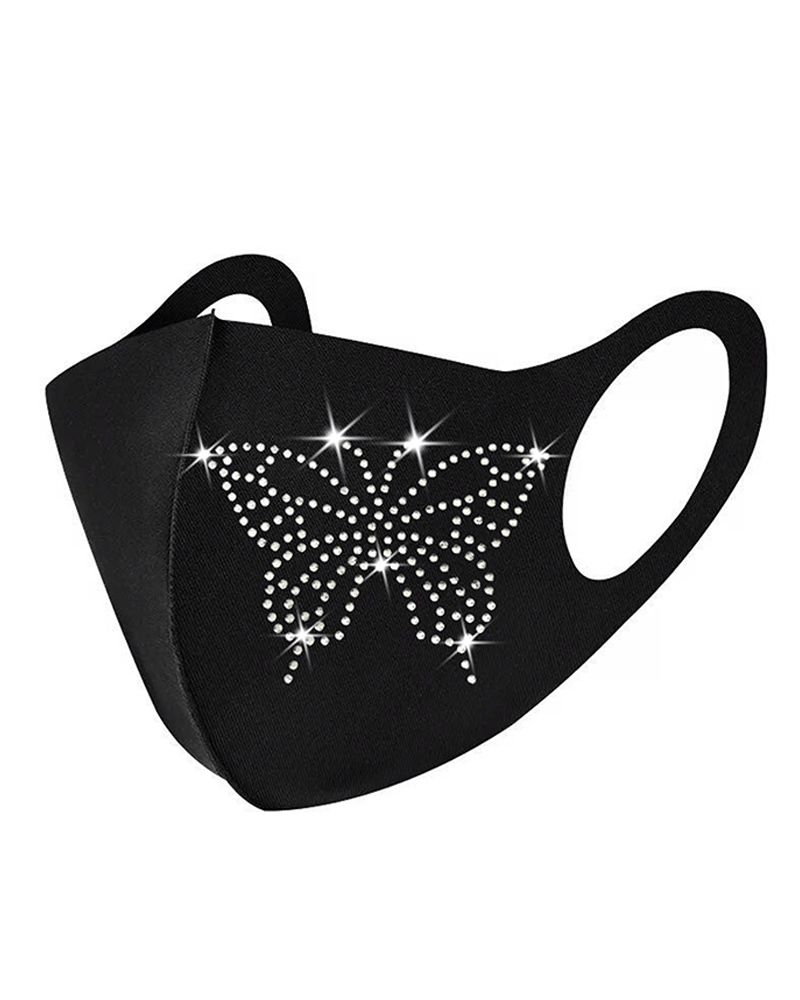 

Mutil Pattern Rhinestone Breathable Face Mask, Style2