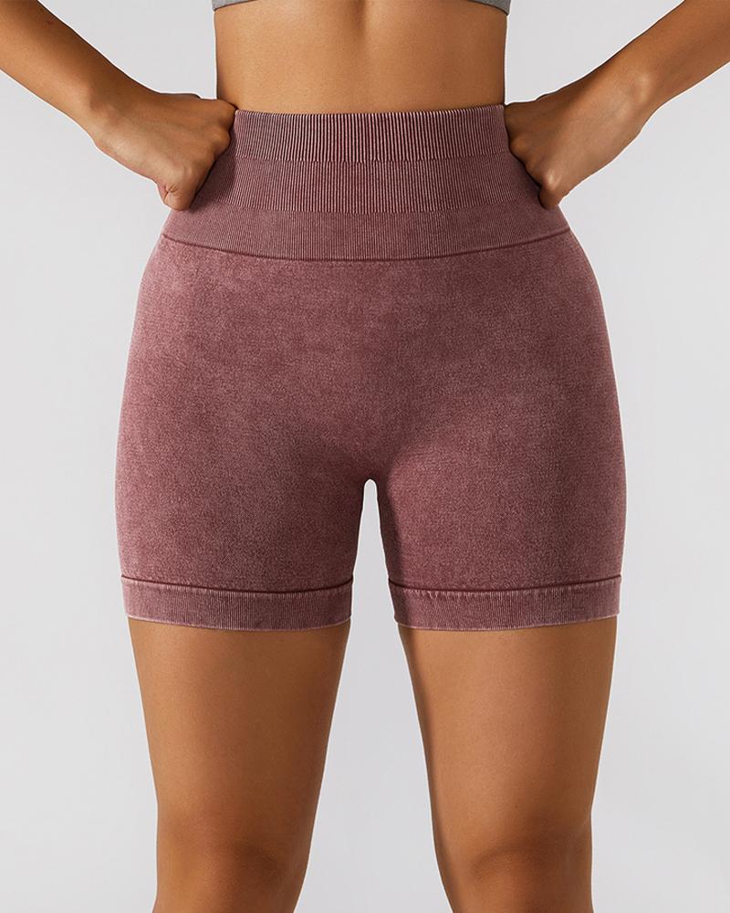 

High Waist Tummy Control Scrunch Butt Active Shorts, Red