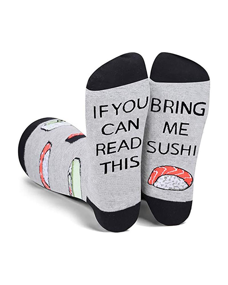 

1Pair Letter Grahpic Print Colorblock Socks, Gray