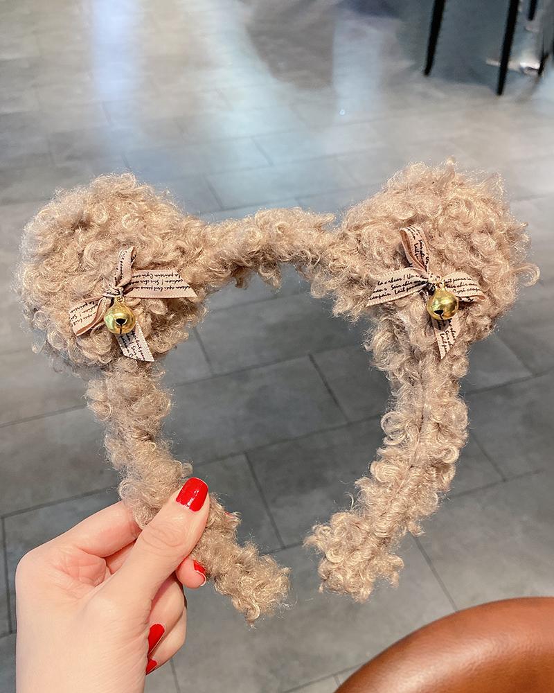 

Fluffy Ear Design Headband, Khaki