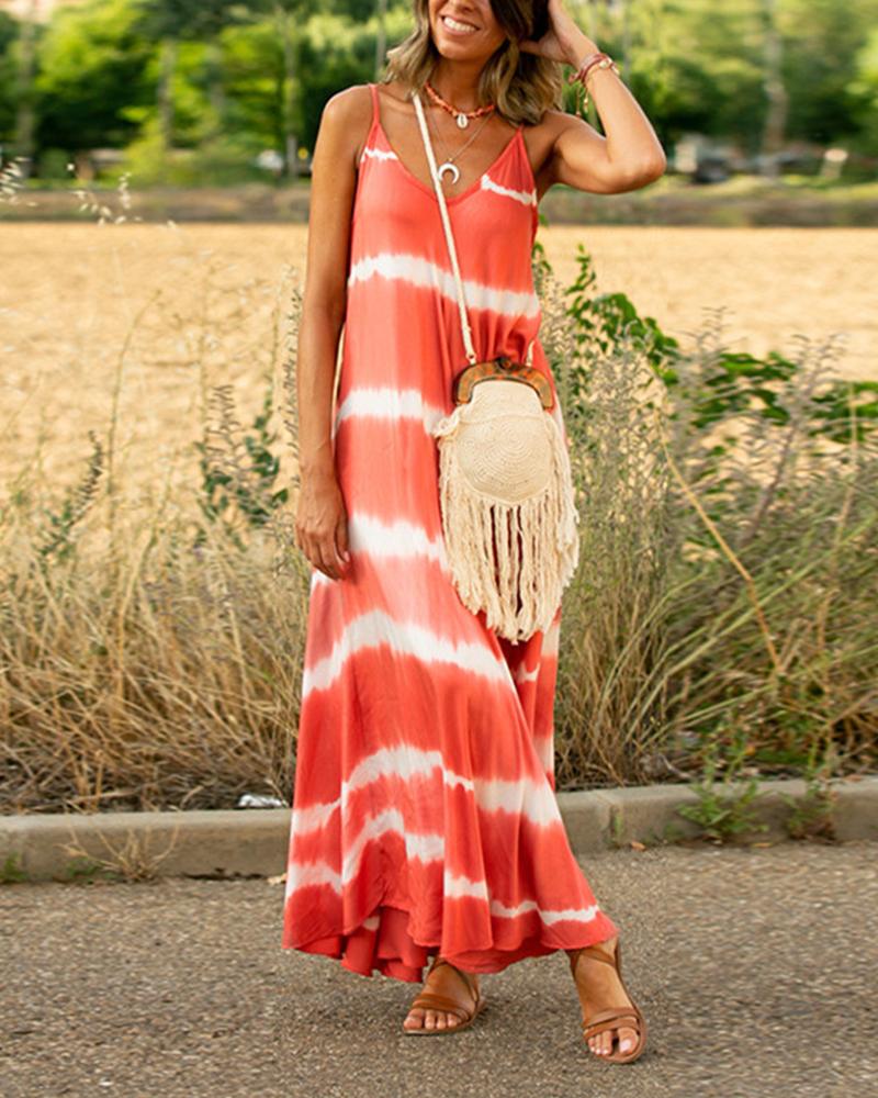 

Tie Dye Maxi Cami Dress, Red
