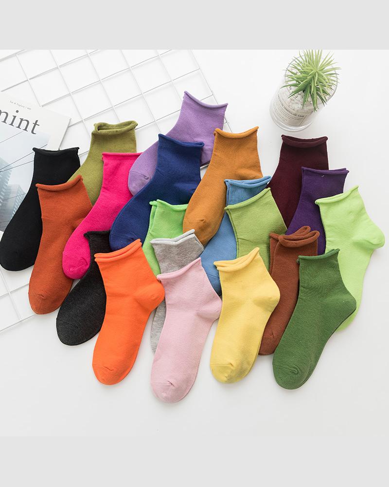 

1Pair Rolling Top Soft Socks, Green