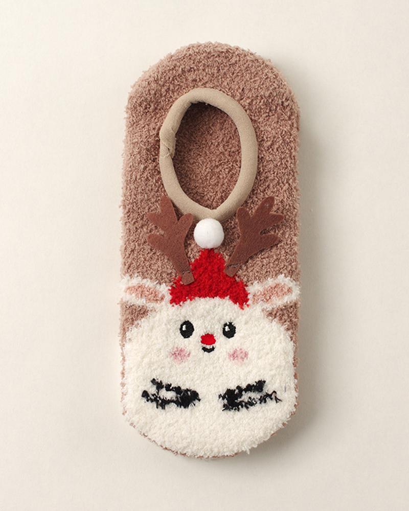

1Pair Christmas Cartoon Animals Ankle Fuzzy Socks, Style6