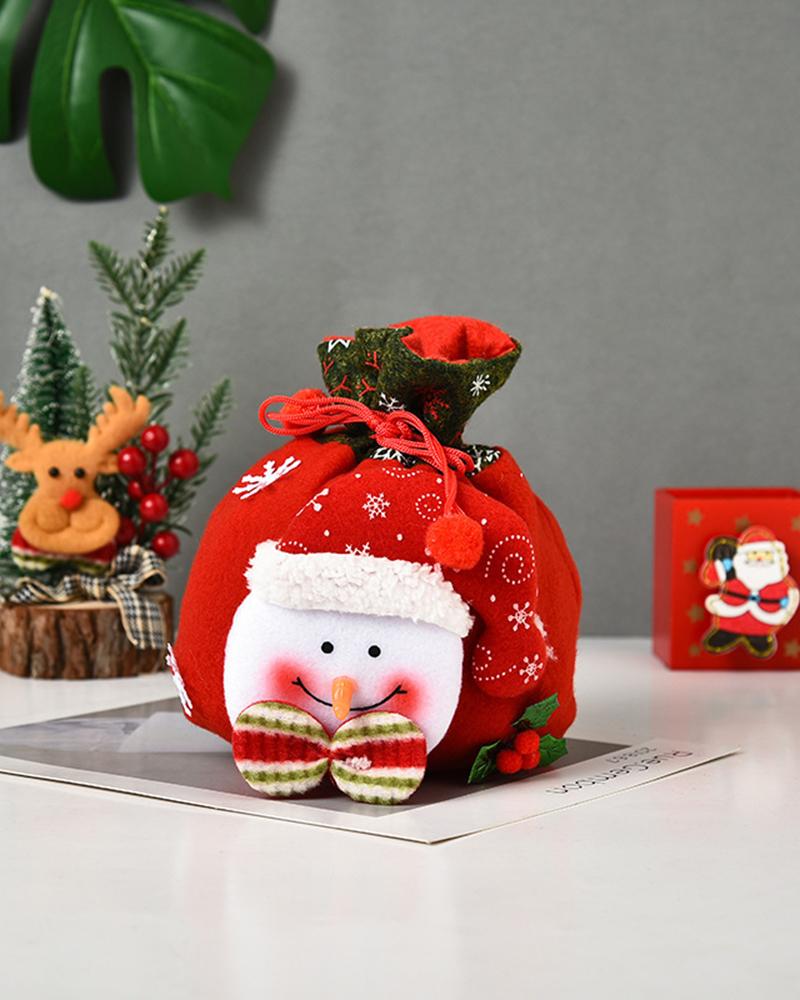 

Christmas Candy Treat Gift Drawstring Cartoon Snowflake Pattern Bag, Style2