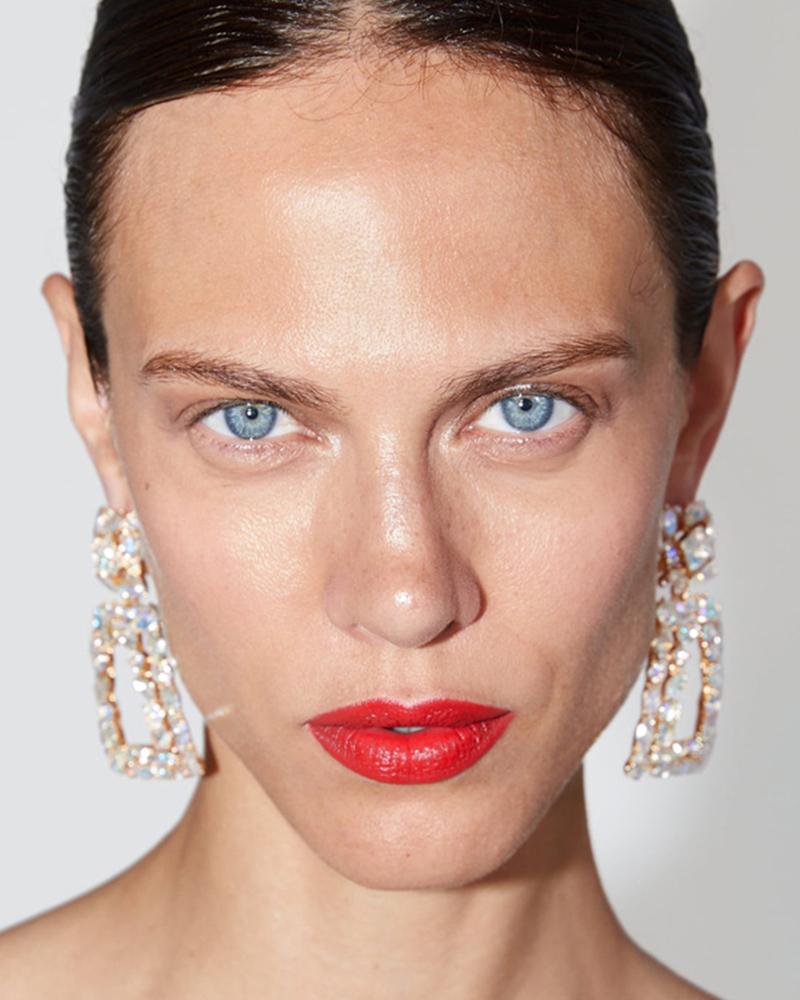 

1Pair Crystal Stone Geometric Fashionable Drop Earrings, White